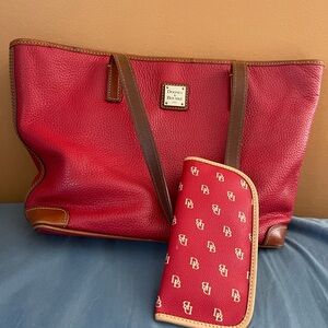 Dooney & Bourke Red Pebble Leather Tote